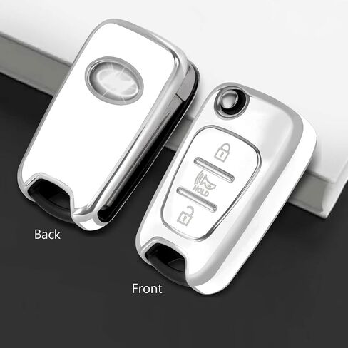 Silver Pattern Premium Soft TPU Key Fob Cover Case Compatible with Kia 2012-2014 Rio/2010-2013 Soul(Sliver-White) in Saudi Arabia