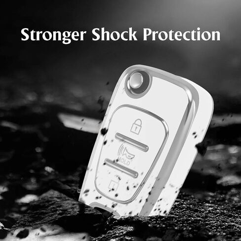 Silver Pattern Premium Soft TPU Key Fob Cover Case Compatible with Kia 2012-2014 Rio/2010-2013 Soul(Sliver-White) in Saudi Arabia