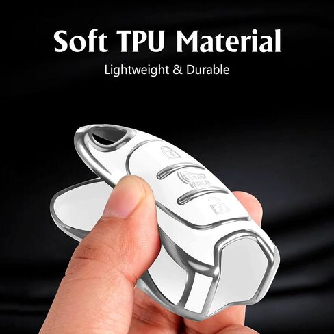 Silver Pattern Premium Soft TPU Key Fob Cover Case Compatible with Kia 2012-2014 Rio/2010-2013 Soul(Sliver-White) in Saudi Arabia
