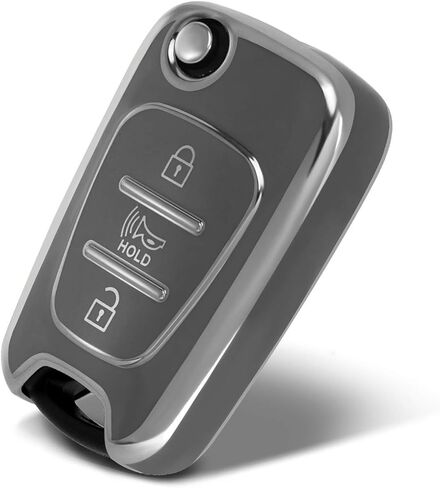 Silver Pattern Premium Soft TPU Key Fob Cover Case Compatible with Kia 2012-2014 Rio/2010-2013 Soul(Sliver-White) in Saudi Arabia