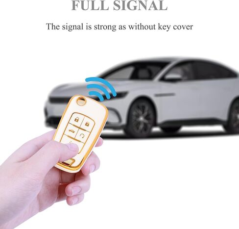غطاء مفتاح Fob متوافق مع Buick، جراب Key Fob يناسب Chevy GMC Buick Terrain Encore Allure Regal Equinox Camaro Cruze Malibu Sonic Volt Spark Impala ملحقات السيارة، ذهبي أسود in Kuwait