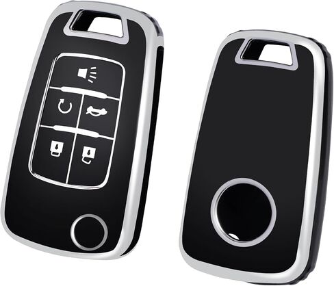 غطاء مفتاح Fob متوافق مع Buick، جراب Key Fob يناسب Chevy GMC Buick Terrain Encore Allure Regal Equinox Camaro Cruze Malibu Sonic Volt Spark Impala ملحقات السيارة، ذهبي أسود in Kuwait