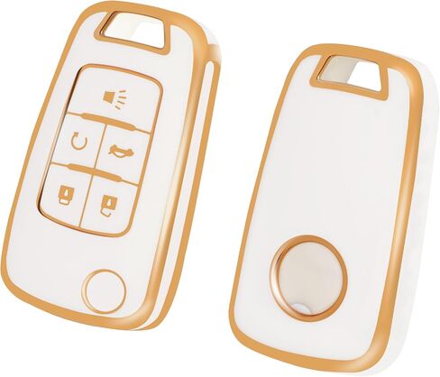 غطاء مفتاح Fob متوافق مع Buick، جراب Key Fob يناسب Chevy GMC Buick Terrain Encore Allure Regal Equinox Camaro Cruze Malibu Sonic Volt Spark Impala ملحقات السيارة، ذهبي أسود in Kuwait