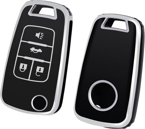 غطاء مفتاح Fob متوافق مع Buick، جراب Key Fob يناسب Chevy GMC Buick Terrain Encore Allure Regal Equinox Camaro Cruze Malibu Sonic Volt Spark Impala ملحقات السيارة، ذهبي أسود in Kuwait
