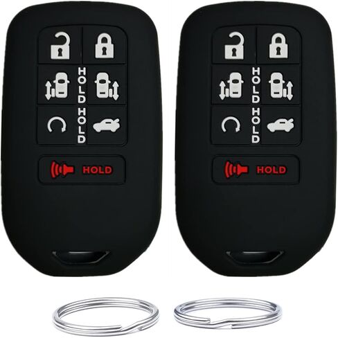 غطاء حافظة مفتاح التحكم عن بعد من السيليكون بدون مفتاح مناسب لـ 2024 2023 2022 2021 2020 2019 2018 Honda Odyssey Elite ex (7 أزرار) (أسود + أحمر وردي) in Kuwait