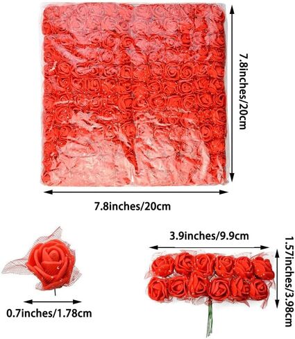 432 Pcs Mini Artificial Rose Flower Heads Real Looking Foam Fake Roses Heads for DIY Wedding Flowers Accessories Bridal Hair Clips Headbands Dress Valentine's Day Decoration(Red) in Saudi Arabia
