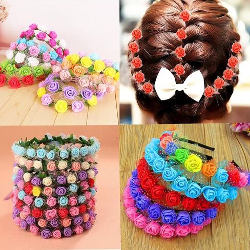 432 Pcs Mini Artificial Rose Flower Heads Real Looking Foam Fake Roses Heads for DIY Wedding Flowers Accessories Bridal Hair Clips Headbands Dress Valentine's Day Decoration(Red) in Saudi Arabia