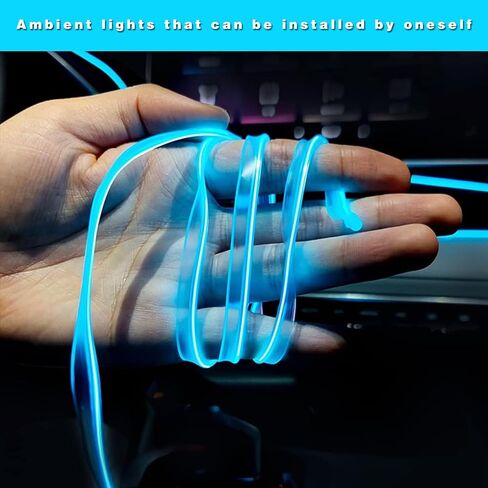 شريط أضواء LED داخلي للسيارة من EL، شريط إضاءة نيون تلقائي USB بطول 16.4 قدم مع حافة خياطة 6 مم، مجموعات الإضاءة المحيطة للديكورات الداخلية للسيارة، ملحقات داخلية للسيارات (أزرق) in Saudi Arabia