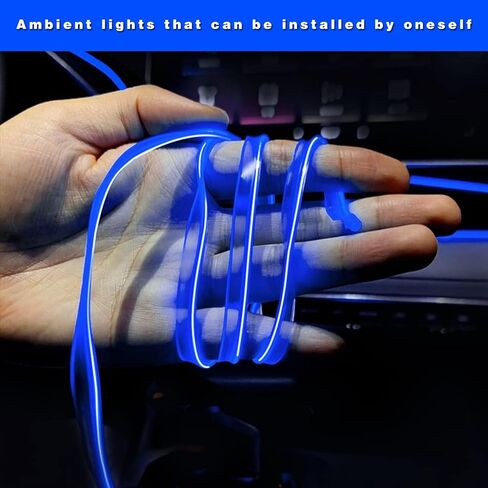 شريط أضواء LED داخلي للسيارة من EL، شريط إضاءة نيون تلقائي USB بطول 16.4 قدم مع حافة خياطة 6 مم، مجموعات الإضاءة المحيطة للديكورات الداخلية للسيارة، ملحقات داخلية للسيارات (أزرق) in Saudi Arabia