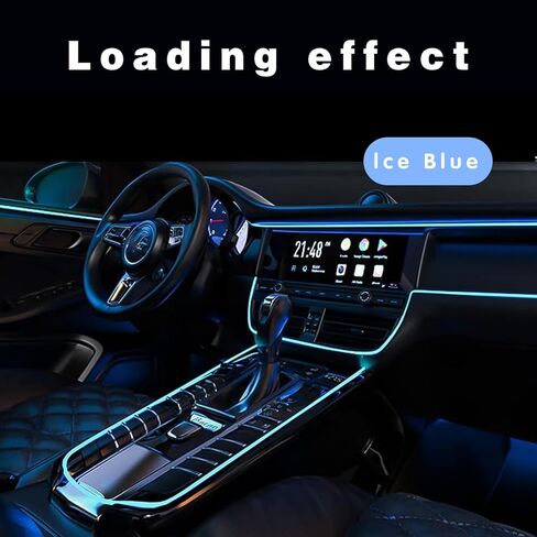 شريط أضواء LED داخلي للسيارة من EL، شريط إضاءة نيون تلقائي USB بطول 16.4 قدم مع حافة خياطة 6 مم، مجموعات الإضاءة المحيطة للديكورات الداخلية للسيارة، ملحقات داخلية للسيارات (أزرق) in Saudi Arabia