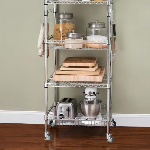 4-Inch Caster for Wire Shelving Racks, Heavy Duty Scaffolding Wheel with Brake, Set of 4 Metro Shelving Replacement Wheels(.864" x 2-3/16") in Kuwait