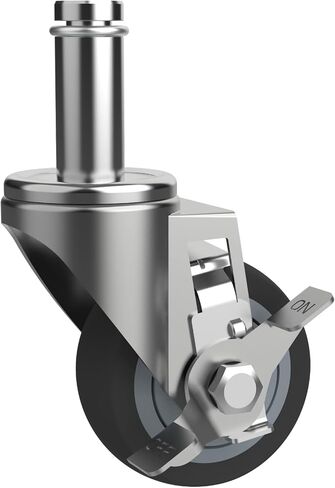 4-Inch Caster for Wire Shelving Racks, Heavy Duty Scaffolding Wheel with Brake, Set of 4 Metro Shelving Replacement Wheels(.864" x 2-3/16") in Kuwait