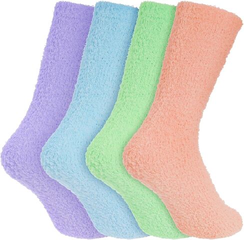 4 أزواج من الجوارب الغامضة للنساء، جوارب شبشب ناعمة، جوارب شتوية دافئة منفوش، جوارب نوم منزلية in Kuwait