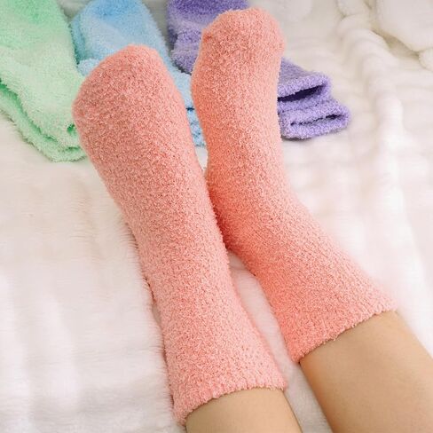 4 أزواج من الجوارب الغامضة للنساء، جوارب شبشب ناعمة، جوارب شتوية دافئة منفوش، جوارب نوم منزلية in Kuwait