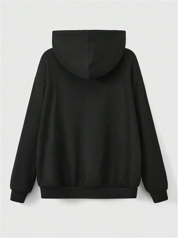 WDIRARA Women's Goth Print Hooded Neck Zipper Sweatshirts Long Sleeve Drop Shoulder Hoodies in Saudi Arabia