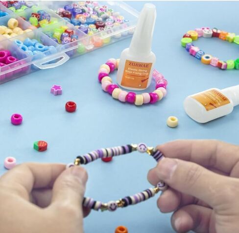 Jewelry Glue for Elastic String, Clear Craft Glue Elastic String Kont Fixing Drip, Bracelet Glue Bracelet Supplies for Rhinestones Crafts, Clay Beads, Fabric, Jewelry Making Kit in Kuwait