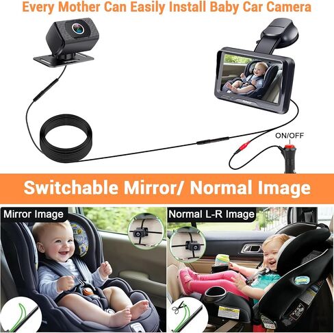 Baby Car Camera HD 1080P - Rear-Facing Infant Monitor with Night Vision, 150° Wide-Angle Lens, Anti-Glare Screen, Easy Install, 360° Adjustable Display by Rohent in Saudi Arabia