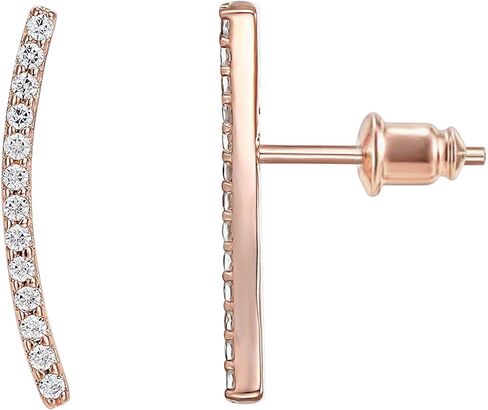 PAVOI 14K Gold Plated Cubic Zirconia Ear Crawler Earrings - Faux Diamond Arrow Ear Climber Fashion Earrings in Rose Gold, White Gold and Yellow Gold in Kuwait