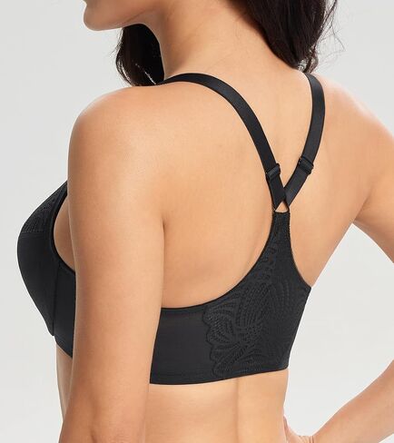 Lemorosy Women’s Full Figure Plus Size Unpadded Front Closure Lace Racerback Underwire Everyday Bra in Kuwait