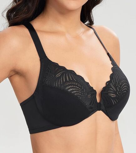 Lemorosy Women’s Full Figure Plus Size Unpadded Front Closure Lace Racerback Underwire Everyday Bra in Kuwait