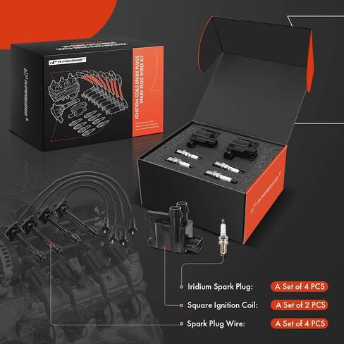 A-Premium 2 Ignition Coils with 4 Spark plug Wires and 4 Iridium Spark Plugs Compatible with Toyota Camry 1997-2001, RAV4 1998-2000, Solara 1999-2001 L4 2.0L 2.2L in Saudi Arabia