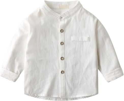 Toddler Boys Long Sleeve Cotton Button Down Shirt Solid Dress Shirts Tees Tops in Saudi Arabia
