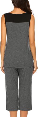 Ekouaer Capri Pajama Sets for Women 2 Piece Soft Cute Pjs Round Neck Sleeveless Lounge Set for Summer Sleepwear S-XXL in Saudi Arabia