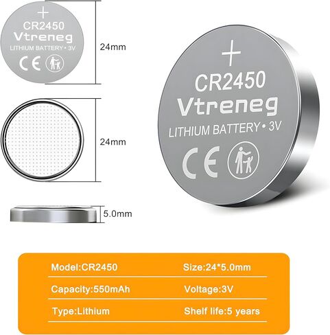 5 بطاريات CR2450، بطارية ليثيوم 2450 3 فولت لبطارية Airtag Watch Key Fob in Saudi Arabia