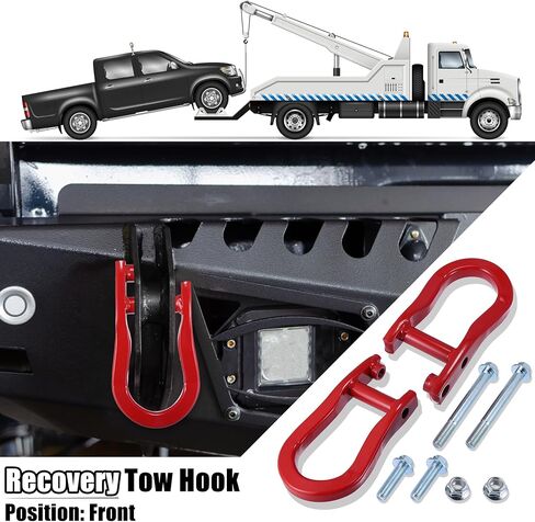 X AUTOHAUX Left Right Front Recovery Tow Hooks Kit 84192871 for Chevy for Chevrolet Silverado for GMC Sierra 1500 2007-2019 Red in Saudi Arabia