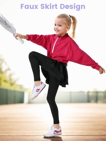 Gogokids 2 Pack Girls Leggings with Skirt, Kids Elastic Ruffle Skirt Pants, Girls Dance Workout Running Pants for 3-11 Years in Saudi Arabia