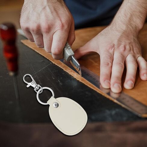 PATIKIL Leather Key Fob, Leather Key Fob with Key Rings Portable Air Tag Holder for ID Key Cards Air Tags in Kuwait