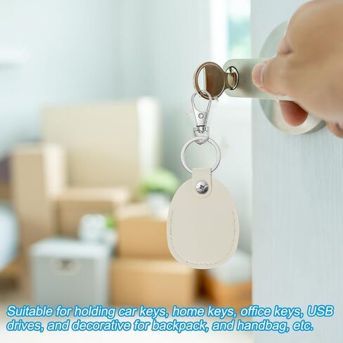 PATIKIL Leather Key Fob, Leather Key Fob with Key Rings Portable Air Tag Holder for ID Key Cards Air Tags in Kuwait