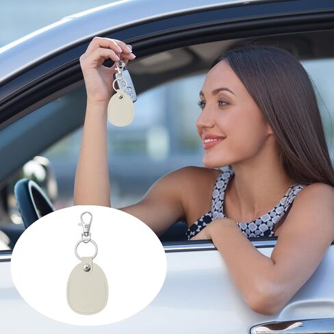 PATIKIL Leather Key Fob, Leather Key Fob with Key Rings Portable Air Tag Holder for ID Key Cards Air Tags in Kuwait