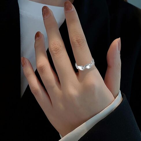 HUASAI Copper Ring for Women Lymphatic Ring Boho Leaf Ring Silver Gold Black Cuff Ring Lymph Detox Ring Adjustable Open Rings Jewelry Gifts in Saudi Arabia