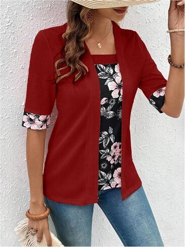 SOLY HUX Women's Teacher Outfits for Women Floral Print Shirts Summer Fall Tops Lightweight Open-Front Cardigan Sweater in Saudi Arabia
