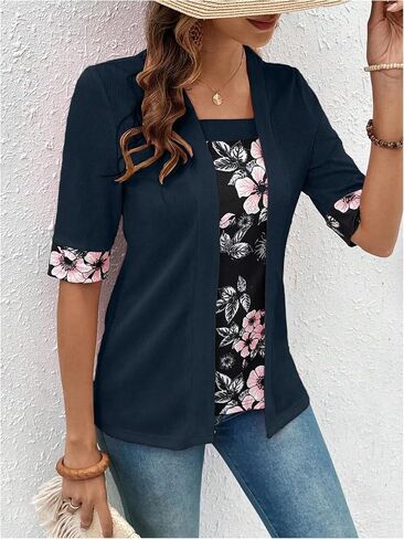 SOLY HUX Women's Teacher Outfits for Women Floral Print Shirts Summer Fall Tops Lightweight Open-Front Cardigan Sweater in Saudi Arabia