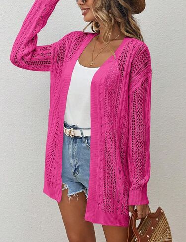 Womens Crochet Lightweight Cardigans Long Sleeve Open Front Kimonos Boho Summer Cardigan Sweater Cover Up in Saudi Arabia