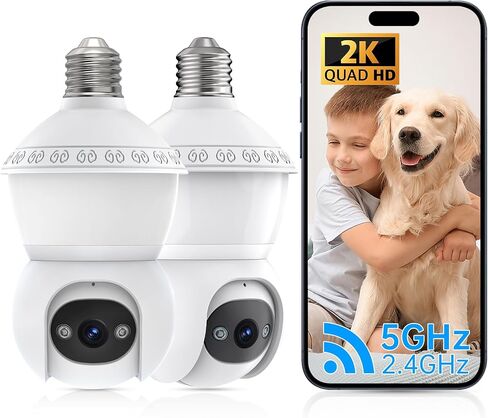 Light Bulb Security Cameras Wireless Outdoor, Lightbulb Security Camera Indoor Outside with 2.4G 5GHz WiFi, Motion Detection and Alarm, Two Way Talk, Human Detection, Night Vision Light Bulb Camera in Saudi Arabia