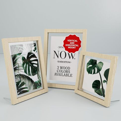 Floating Picture Frames-Floating Photo Frame 3 Pcs Glass Floating Frame Two Sided Picture Frame Large Floating Frame Square Floating Frame Picture Frames with UV Protection Floating Wood Gallery Frame in Saudi Arabia