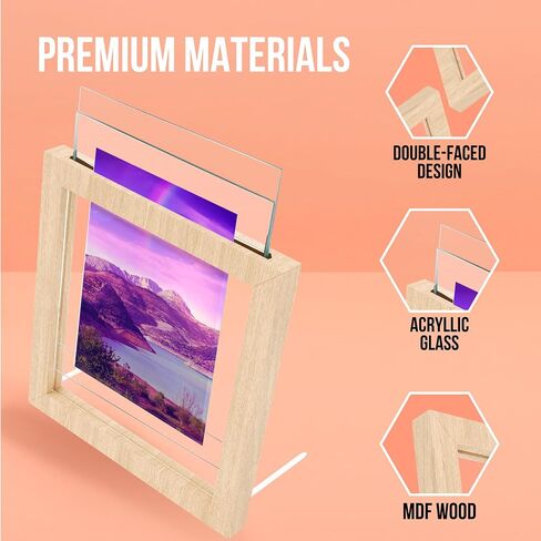 Floating Picture Frames-Floating Photo Frame 3 Pcs Glass Floating Frame Two Sided Picture Frame Large Floating Frame Square Floating Frame Picture Frames with UV Protection Floating Wood Gallery Frame in Saudi Arabia