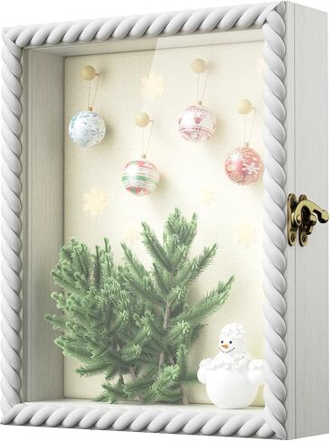 Alsonerbay Shadow Box Frame 11 x 14, Wood Shadow Box Display Case with Linen Back and Twist Shape Door, Pet Memorial Shadow Box for Memorabilia Picture Medals Bouquet (Black, 11x14) in Kuwait