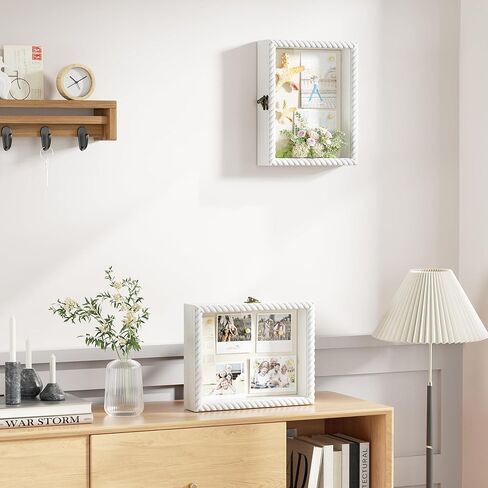 Alsonerbay Shadow Box Frame 11 x 14, Wood Shadow Box Display Case with Linen Back and Twist Shape Door, Pet Memorial Shadow Box for Memorabilia Picture Medals Bouquet (Black, 11x14) in Kuwait