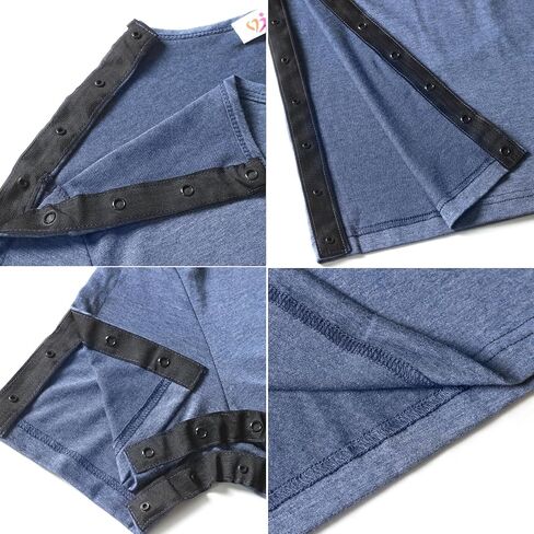 Post Shoulder Surgery Shirts Short Sleeve Chemo Shirts for Port Access Unisex Crewneck Tear Way Rehab Recovery T-Shirt with Right & Left Side Snaps Arm Open Dialysis Clothing in Saudi Arabia