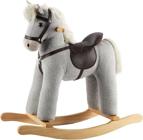 Rock My Baby Rocking Horse, Dark Brown Horse Rocker for Toddlers 18M+, Plush Ride on Horse Toy with Realistic Sound,Soft Stuffed Filling, CPC Certified in Saudi Arabia