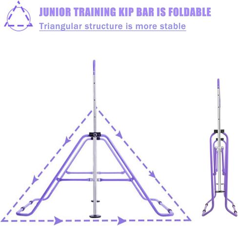 Gymnastics Bar for Kids with Rings, Adjustable Height Gymnastic Horizontal Bars, Folding Junior Training Kip Bar Equipment, Easy to Assemble and Dis-Assemble in Saudi Arabia