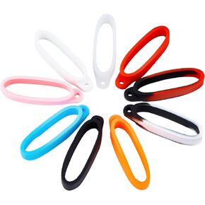 GORGECRAFT 18PCS 9 Colors Anti-Lost Silicone Rubber Rings Holder Multipurpose Adjustable Cases Necklace Lanyard Bands Replacement Pendant Carrying Kit for Pens Diameter 40mm/1.57 inch