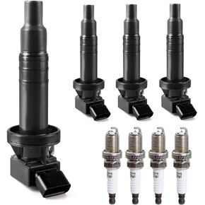 Ignition Coil Pack Spark Plugs Kit fit for 1.8 L4 2000 2001 2002 2003 2004 2005 2006 2007 2008 Toyota Corolla, Toyota Matrix, Pontiac Vibe, Toyota Celica, MR2 Spyder, Chevy Prizm, UF247, pack of 4