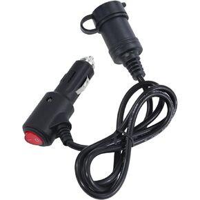 3FT Cigarette Lighter Extension Cord with On Off Switch - Car Cigarette Lighter Male Plug to Female Socket 18AWG Cigarette Lighter Extension Cable with Dust Cap,Built-in 15A Fuse for Air Compressor