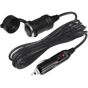 12V Cigarette Lighter Extension Cord 3FT -Car Charger Cigar Lighter Male Plug to Female Socket 18AWG Heavy Duty Extension Cable with LED Lights Extender for Air Compressor Pump and Tire Inflator 15A