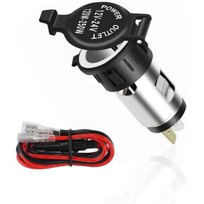 Car Cigarette Lighter Socket - 12V Cigarette Lighter Socket with Waterproof Cover & Extension Cable - Universal Car Accessories Lighter Power Outlet Socket for Car Truck SUV Motorcycle(1PCS)